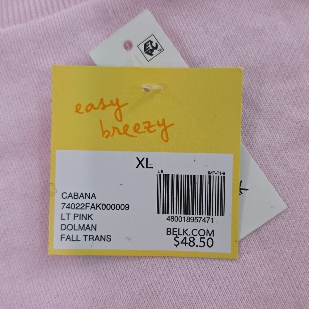 Cabana by Crown & Ivy Dolman Sleeve Sweatshirt Women's XL Light Pink NEW Crew - Picture 6 of 14